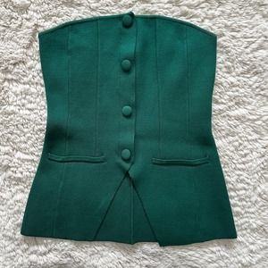 Forever 21 Green Strapless Button Top Womens Size Small